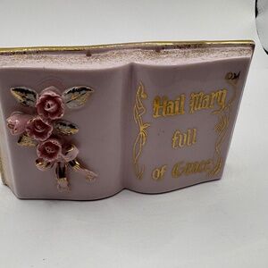 1950s Almak Pink Creation Planter Hail Mary Full of Grace Ceramic